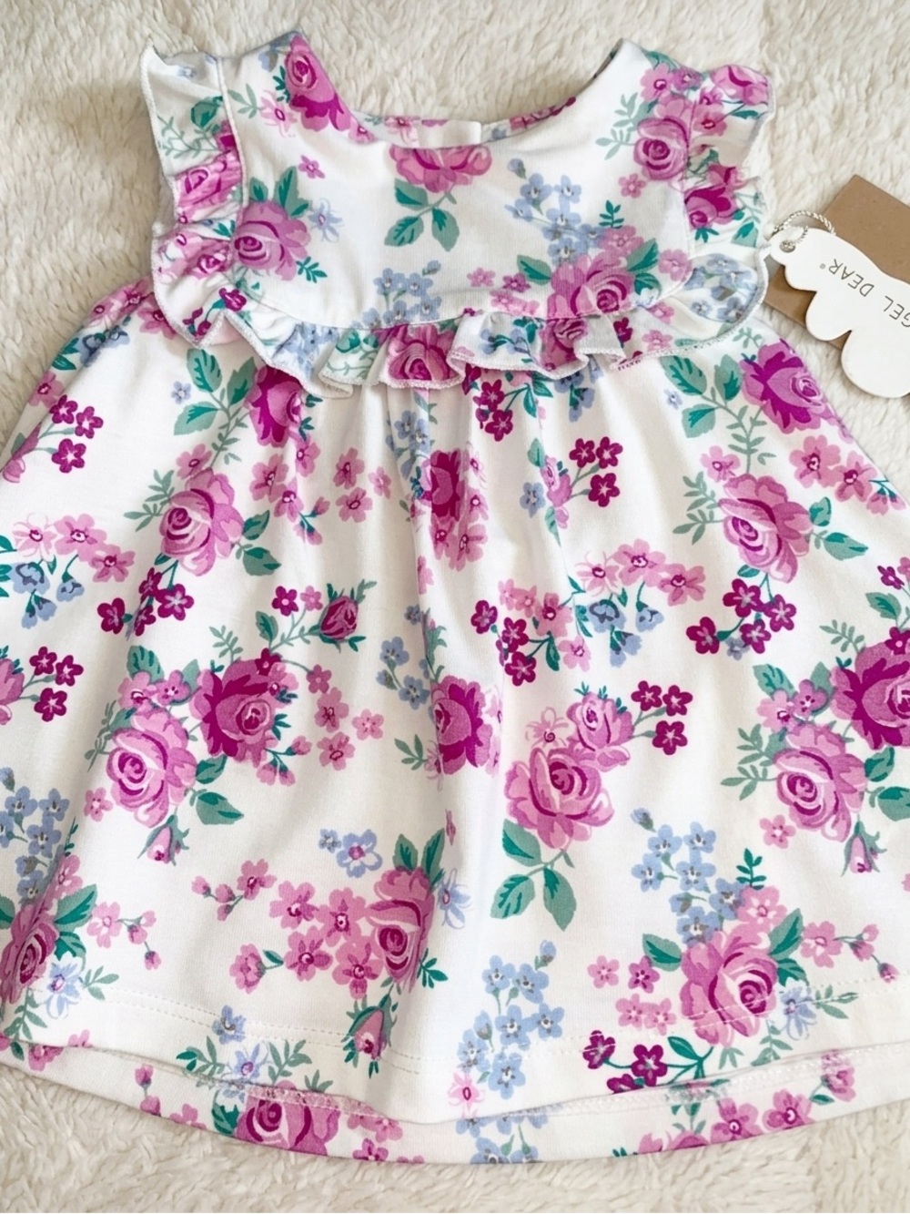 NWT Angel Dear Purple Floral Ruffle Top 3-6M